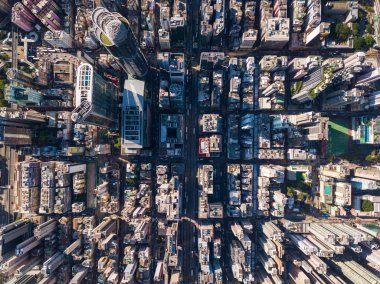 Kowloon city, Hong Kong - 25 May, 2018: Top view of Hong Kong building clipart