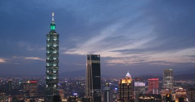 Taipei city, Tayvan - 25 Mayıs, 2018: gece Taipei şehir
