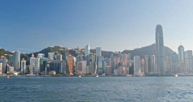 Victoria Harbor, Hong Kong - 31 Mayıs, 2018: Hong Kong cityscape