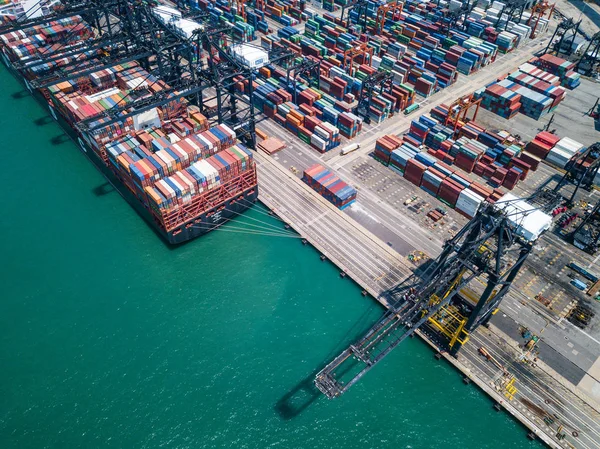 Kwai Tsing Hong Kong Mayo 2018 Drone Sobrevuela Puerto Terminal — Foto de Stock