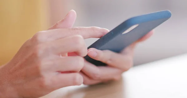 Woman Using Smartphone Working Desk — Stock Photo, Image