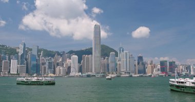 Victoria Harbour, Hong Kong - 31 Mayıs, 2018: Hong Kong işareti