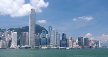 Victoria Harbor, Hong Kong - 31 Mayıs, 2018: Hong Kong işareti