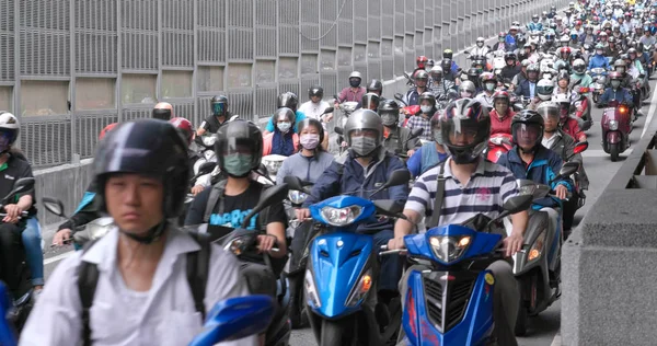 Dihua Street Taipei City Maio 2018 Lotada Motocicletas Cidade Taipei — Fotografia de Stock