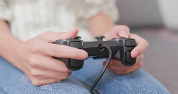Woman Playing Video Game Home — Stock Photo, Image