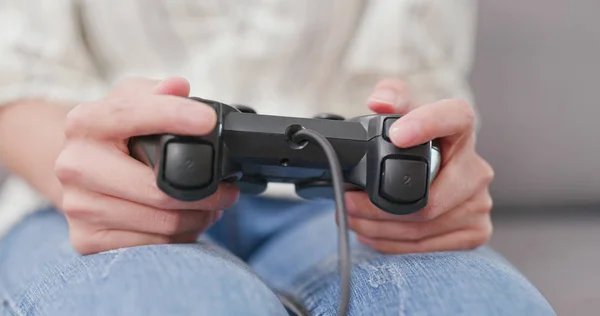 Woman Playing Video Game Home — Stock Photo, Image