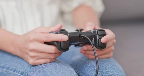 Woman Playing Video Game Home — Stock Photo, Image