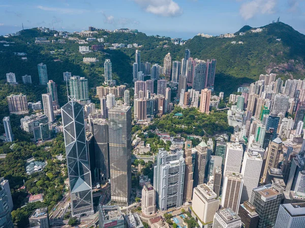 Vista Aérea Del Distrito Financiero Hong Kong — Foto de Stock