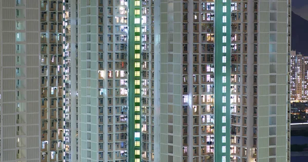 Edificio Fachada Por Noche Hong Kong —  Fotos de Stock