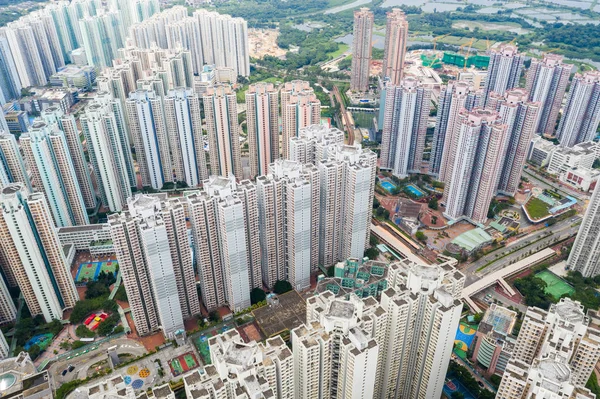 Drone Flyger Över Hong Kong City — Stockfoto