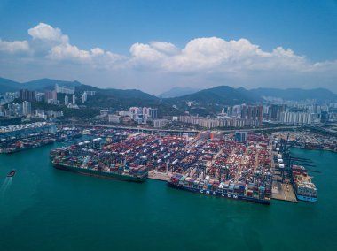 Kwai Tsing konteyner terminal üstten görünüm