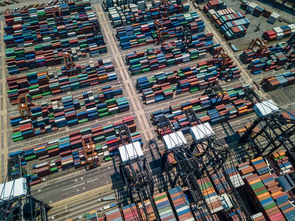 Blick Von Oben Auf Die Containerterminals Von Kwai Tsing Hongkong — Stockfoto