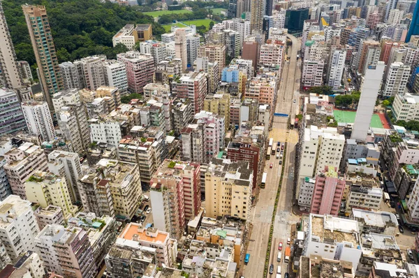 Sham Shui Hongkong Hongkong Sierpnia 2018 Widok Hongkongu Kowloon Stronie — Zdjęcie stockowe