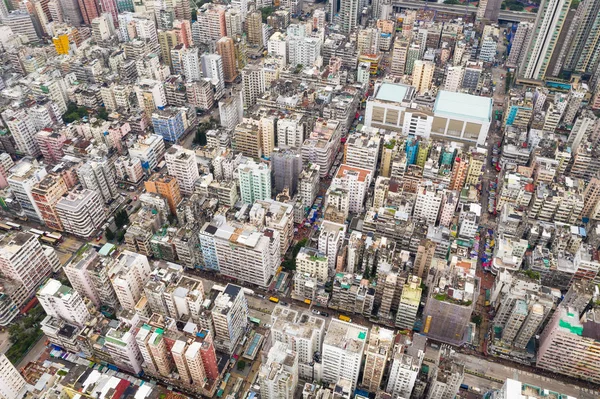 Sham Shui Hong Kong Agosto 2018 Vista Superior Cidade Compacta — Fotografia de Stock
