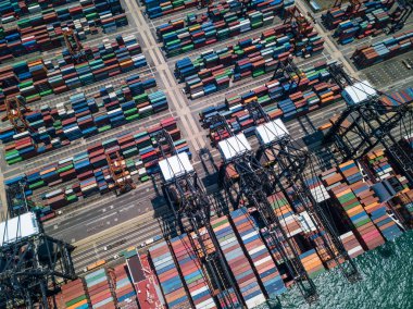 Kwai Tsing konteyner terminal Hong Kong üstten görünüm