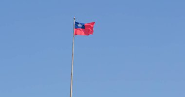 Taiwan flag with blue sky clipart