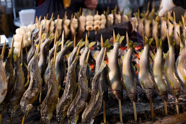 Traditioneller Japanischer Gegrillter Fisch Der Straße — Stockfoto