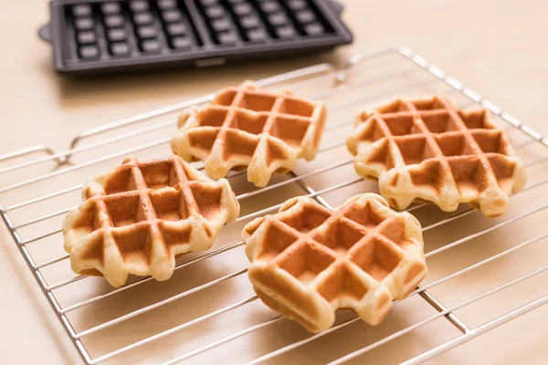 Baked Belgian Waffles Home — Stock Photo, Image