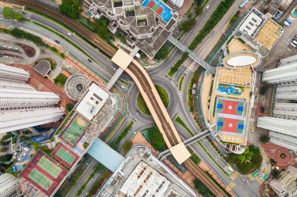 Drone Літати Над Гонконг Житловий Район — стокове фото