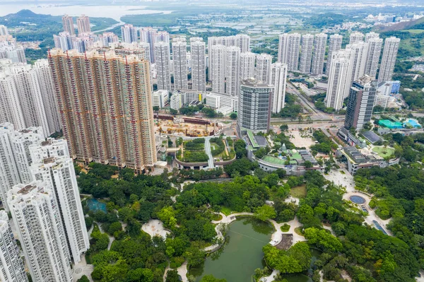 Pohled Shora Hong Kong Obytných Budov — Stock fotografie