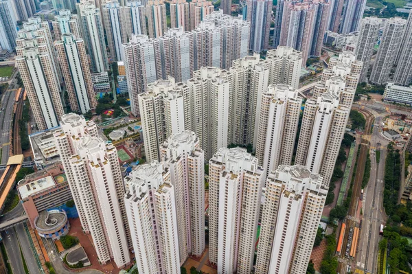 Vista Superior Distrito Residencial Hong Kong — Fotografia de Stock