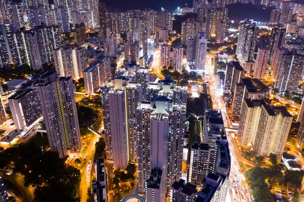 Pohled Shora Hong Kongu Downtown Noci — Stock fotografie