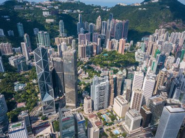 Hong Kong kentsel şehrin havadan görünümü