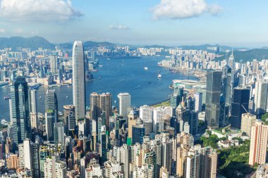 Victoria Peak, Hong Kong - 22 Haziran, 2016: Hong Kong manzarası