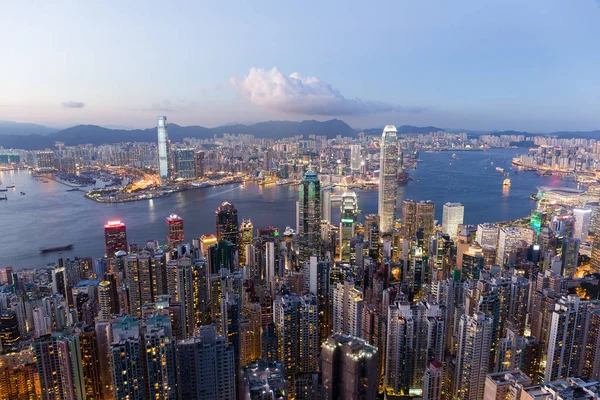 Victoria Peak Hong Kong Junho 2016 Hong Kong Noite — Fotografia de Stock