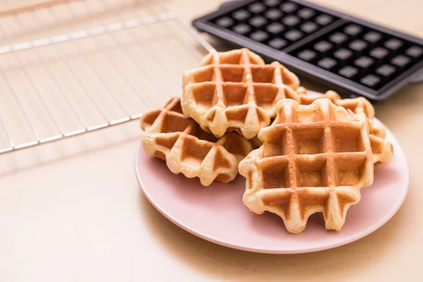 Homemade Belgian Waffles Home — Stock Photo, Image