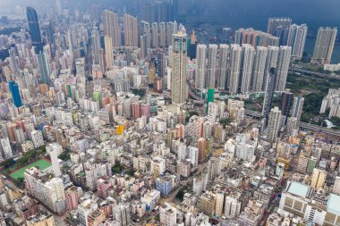 Fırtına ile Hong Kong bölgesinin üstten görünüm