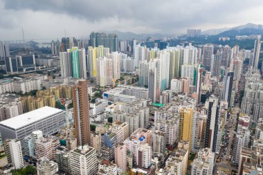 Hong Kong şehrinin hava görüntüsü