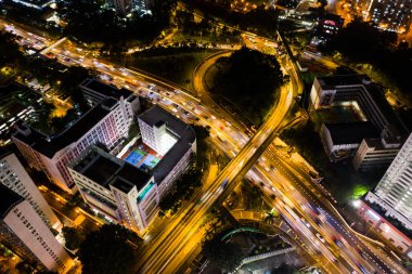 Hong Kong şehir merkezinin havadan görünümü