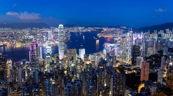 Victoria Peak Hong Kon Haziran 2016 Gece Hong Kong Şehir — Stok fotoğraf
