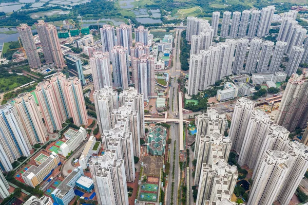 Flygfoto Över Hong Kong Urbana Staden — Stockfoto
