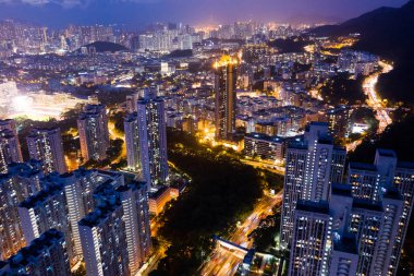 Wong tai Sin, Hong Kong - 31 Ağustos, 2018: Hong Kong şehir merkezinde bir gece