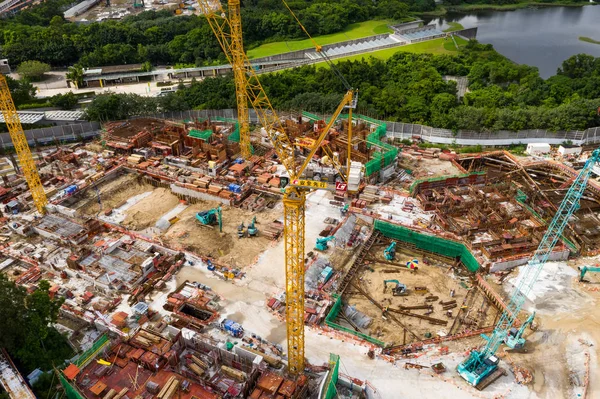 Maglód Hong Kong 2018 Szeptember Felülnézet Építkezés — Stock Fotó