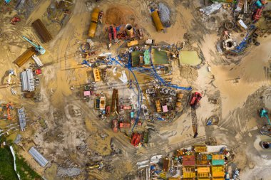 Tin Shui Wai, Hong Kong - 02 Eylül, 2018: Top şantiye görünümü