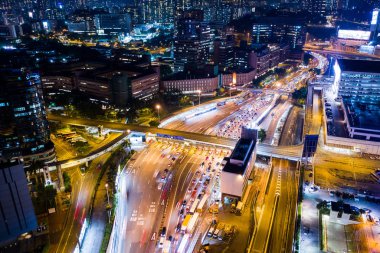 Hung Hom, Hong Kong - 05 Eylül, 2018: Hong Kong trafik havadan görünümü