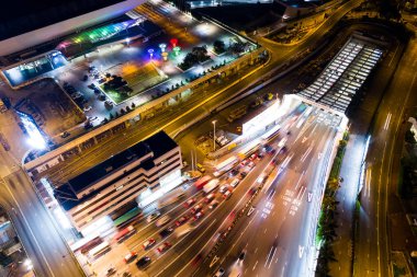 Hung Hom, Hong Kong - 05 Eylül, 2018: Hong Kong Limanı tünel gece çapraz