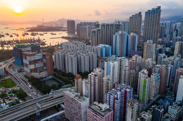 Mei Foo Hong Kong Září 2018 Létat Dron Nad Město — Stock fotografie