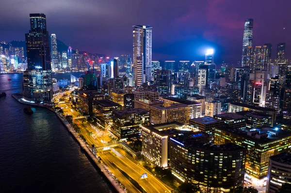 Цим Цуй Гонконг Сентября 2018 Года Гонконгский Полуостров Коулун Ночью — стоковое фото