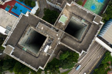 Tuen Mun, Hong Kong 09 Eylül 2018:-Hong Kong apartman ve aşağı üst