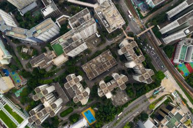 Tuen Mun, Hong Kong 09 Eylül 2018: - Hong Kong yerleşim alanının aşağı üst