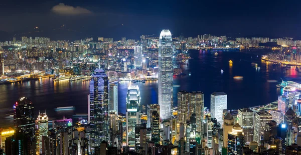 Пик Виктория Гонконг Июня 2016 Гонконг Горизонта Ночью — стоковое фото