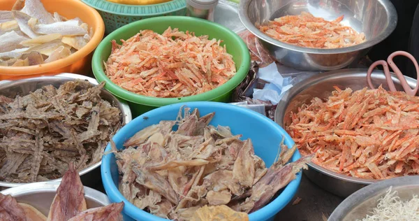 Mercado Peixe Tradicional Que Vende Frutos Mar Secos Tai Vila — Fotografia de Stock