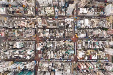 Sham Shui Po, Hong Kong 28 Ağustos 2018:-Top Hong kong builidng blok görünümünü