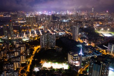 Lok Fu, Hong Kong, 28 Ağustos 2018:-Hong Kong manzarası, gece