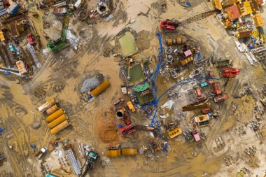 Tin Shui Wai, Hong Kong - 02 Eylül, 2018: Top şantiye görünümü