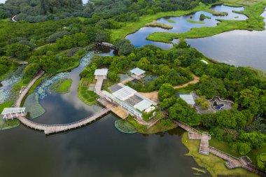 Tin Shui Wai, Hong Kong - 02 Eylül, 2018: Hong Kong sulak alan park